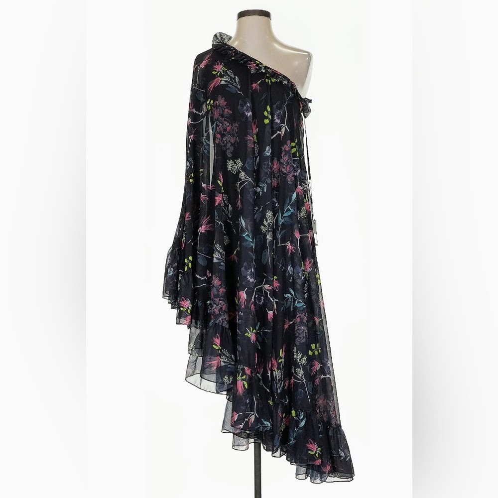 IEENA for Mac Duggal Black Floral One-shoulder Asymmetrical Dress | 2/4 (S)